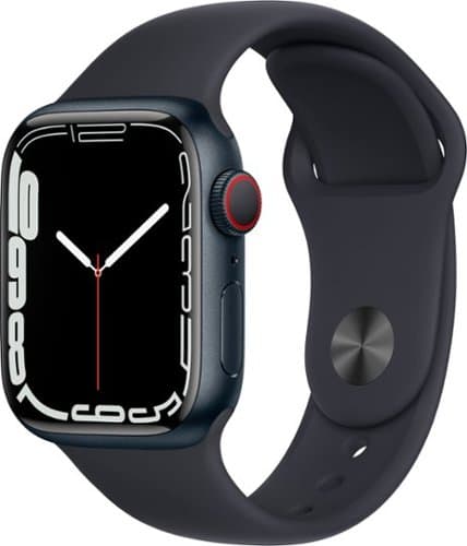 Geek Squad Certified Refurbished Apple Watch Series 7 (GPS + Cellular) 41mm Aluminum Case with Midnight Sport Band - Midnight - (2021)
