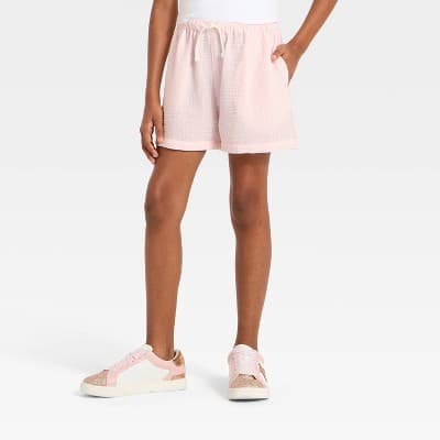 Girls' Striped Lounge Shorts - art class™ Pink L