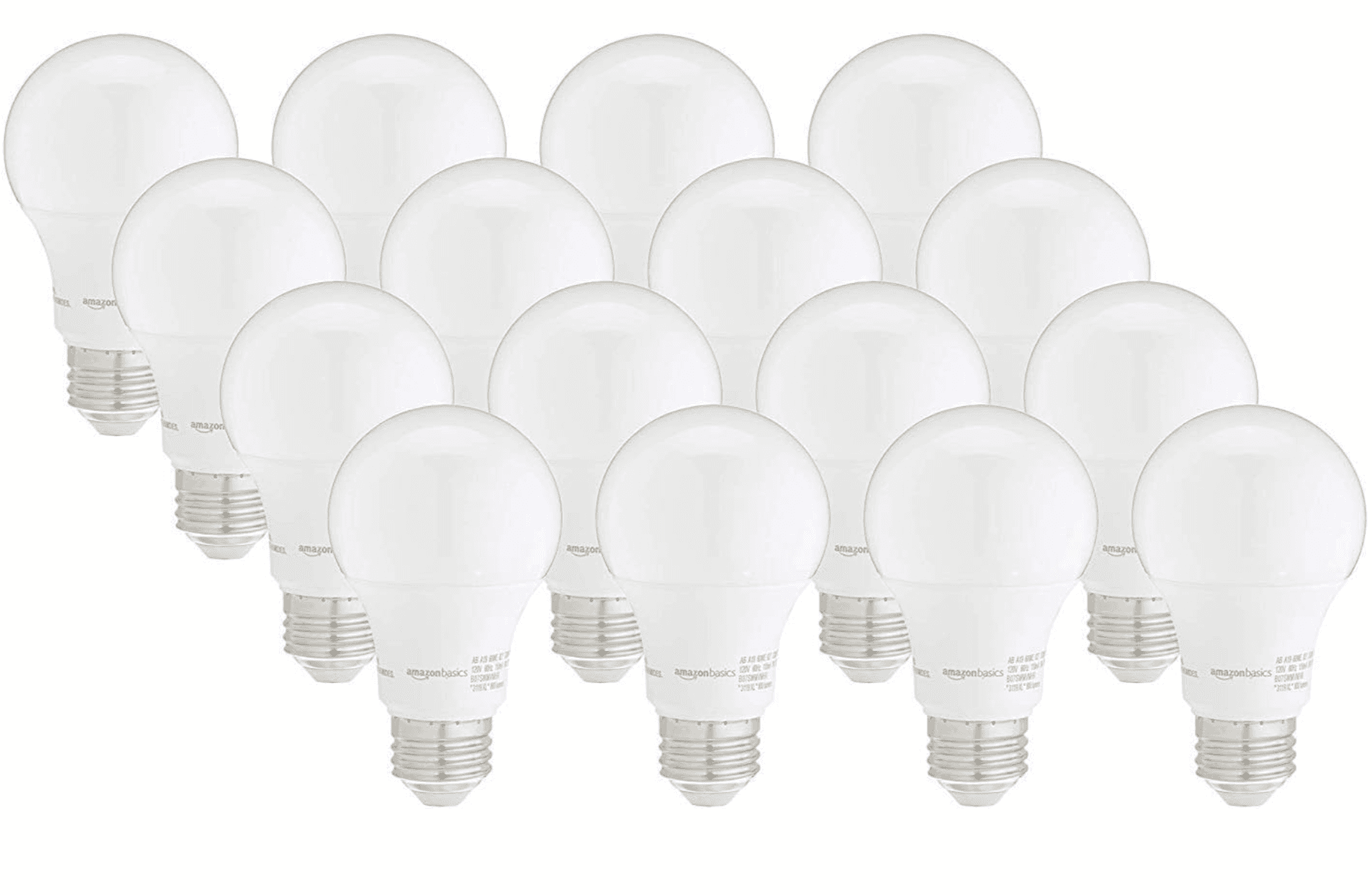 Save 55% on 16-Pack Amazon Basics LED Light Bulbs