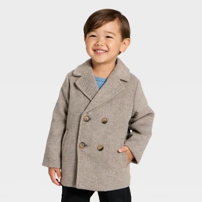 Toddler Boys' Faux Wool Pea Coat - Cat & Jack™ Gray 3T