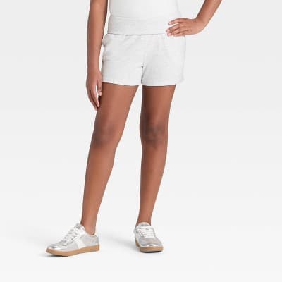 Girls' Foldover Waist Cozy Rib-Knit Shorts - art class™ Gray M