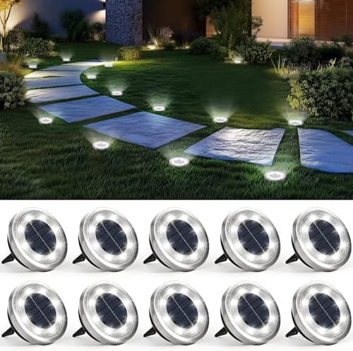 10-Pack Solar Ground Lights - Bright Outdoor Illumination