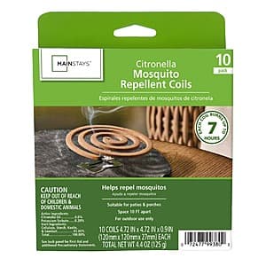10-Pack Mainstays Citronella Outdoor Mosquito Repellent Coils for $2.50