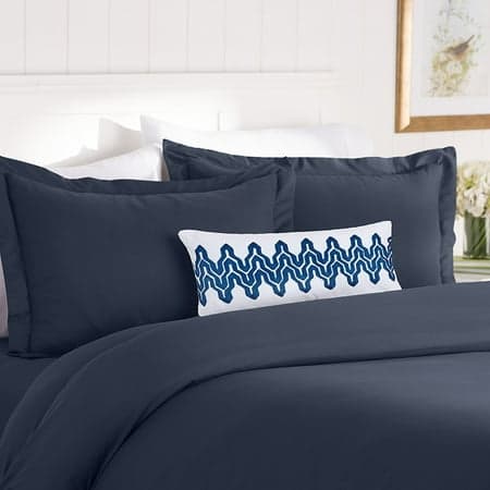 Elegant Comfort, Wrinkle-Free 1500 Thread Count 3-Piece Duvet Set - Full/Queen, Navy Blue, Floral