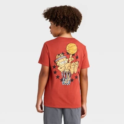 Boys' Garfield Basketball Short Sleeve Front and Back Graphic T-Shirt - Red M