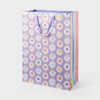Purple Daisies Gift Bag - Spritz™: Large Birthday Gift Bag, Botanical Floral Design, Paper