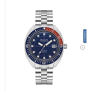 Bulova Oceanographer Automatic Watch with Red Blue Bezel - Stainless Steel