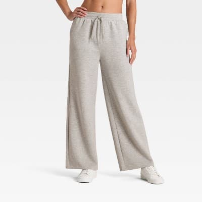 Women's Airy Sleek Wide Leg Sweatpants - All In Motion™ Heathered Gray S