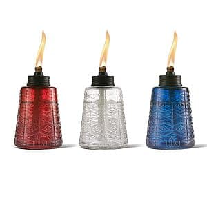 3-Pc TIKI Molded Glass Decorative Tabletop Torches (Red, White & Blue) $10.35