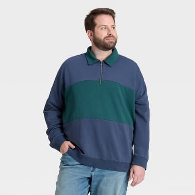 Men's Vintage 1/4 Zip Sweatshirt - Goodfellow & Co™ Blue M