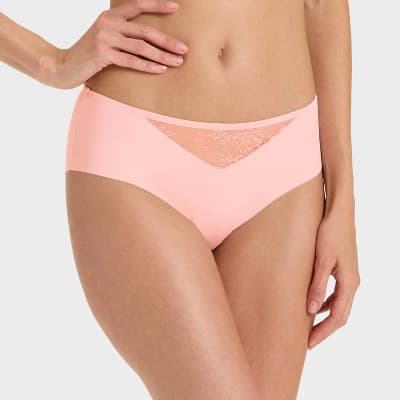Women's Invisible Edge Lace Hipster Underwear - Auden™ Blush M