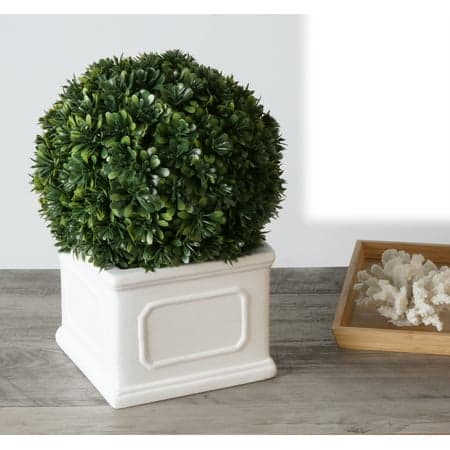 Better Homes & Gardens Artificial Boxwood Plant in White Planter 9" H