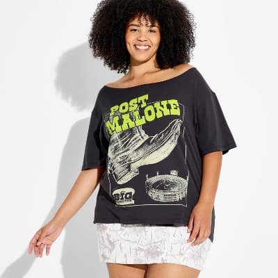 Women's Post Malone Tour Short Sleeve Graphic T-Shirt - Black 3X