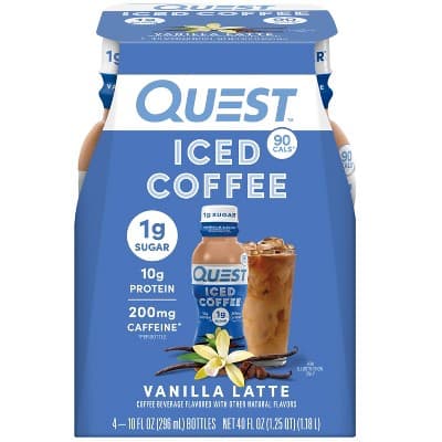 Quest Nutrition Vanilla Latte Caffeinated Protein Iced Coffee - 4ct: Ready to Drink, Liquid Form, 10g Protein Per Serving