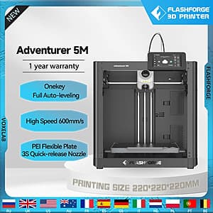 Save on Flashforge 3D Printers: AD5X $228, Adventurer 5M $144 + Free Shipping
