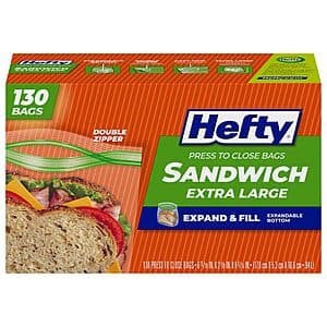 Hefty XL Sandwich Bags - 130 Count Bulk Buy
