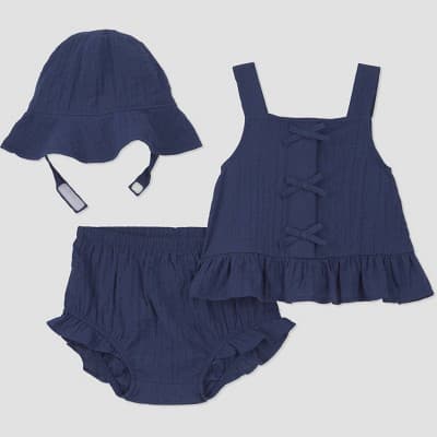 Carter's Just One You® Baby Girls' 3pc Bow 4th of July Tank Top with Bloomer and Hat Set - Navy Blue 24M