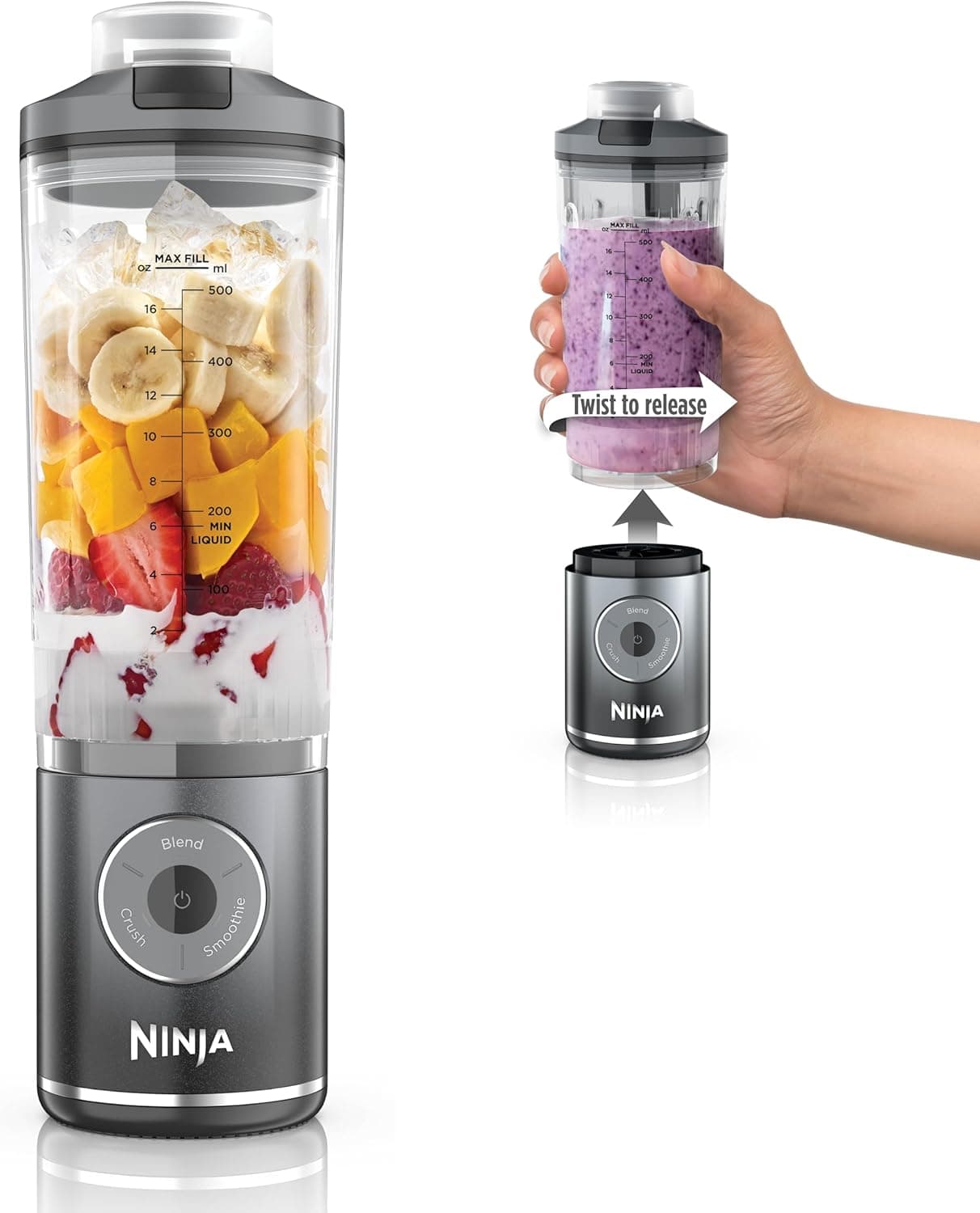 Portable Ninja Blender - Crush Ice, Make Smoothies on the Go