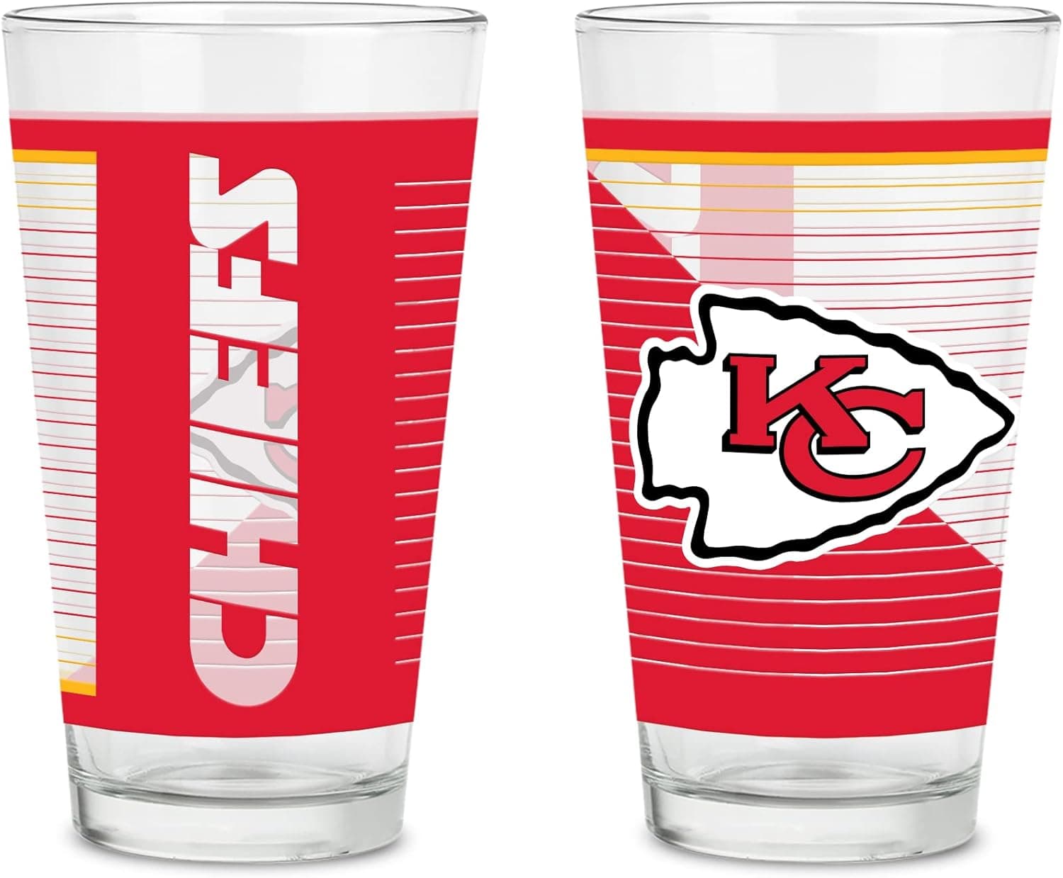 Get NFL Pint Glasses with Printed Chiefs Logo