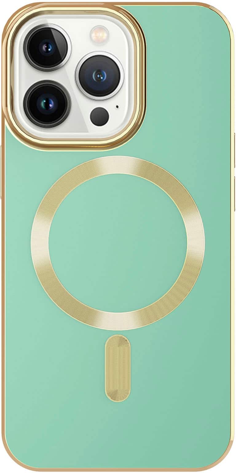 AMPD - Gold Bumper Soft Case with MagSafe for Apple iPhone 13 Pro - Light Green