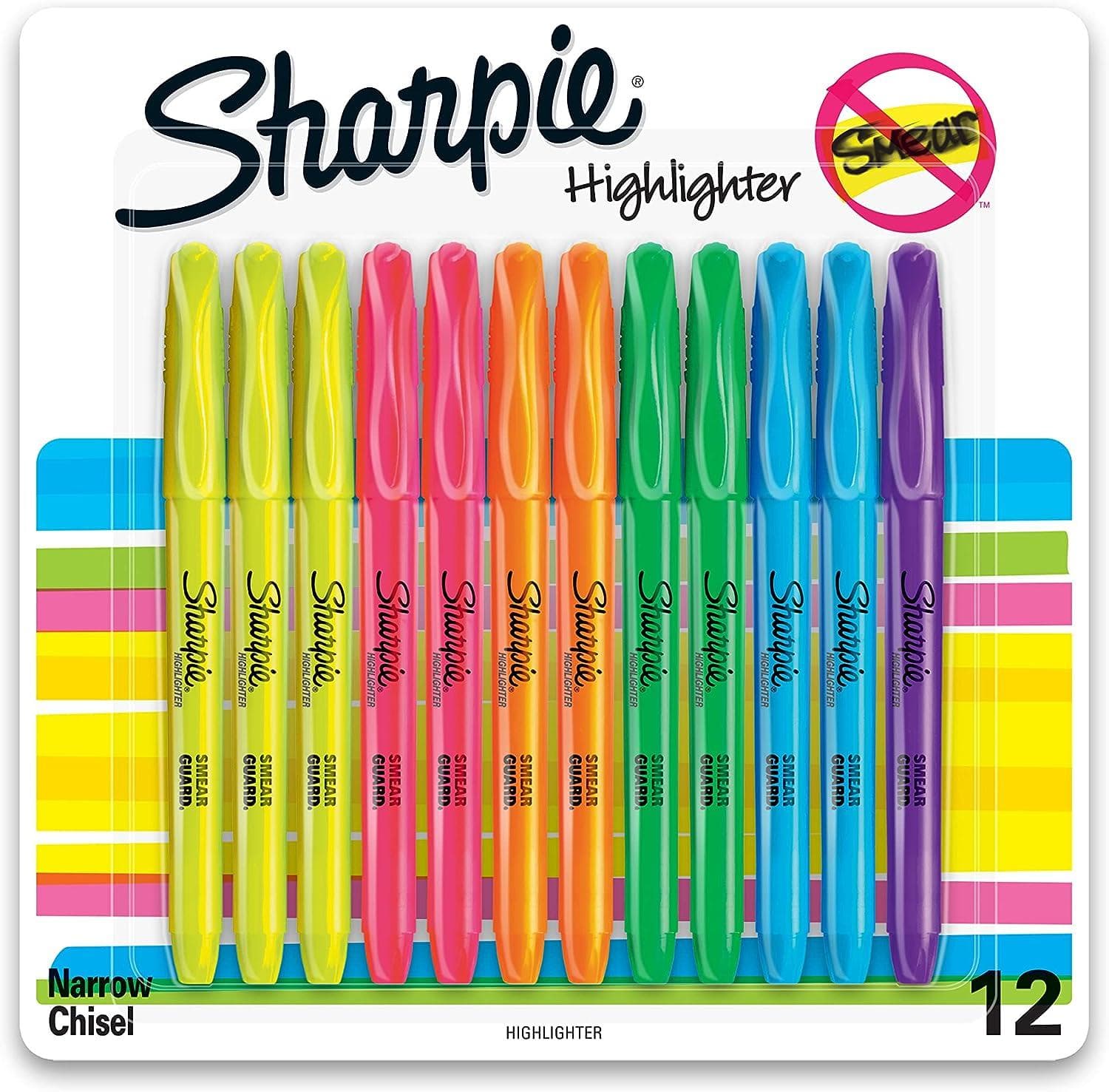 12-Count Sharpie Pocket Style Chisel Tip Highlighters Amazon