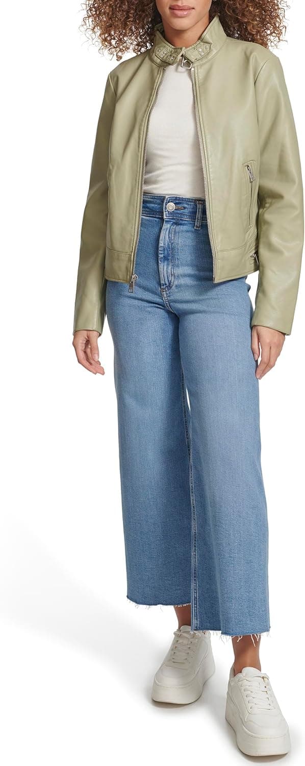 Levi's Women's Faux Leather Motocross Racer Jacket (Standard and Plus), Tea, XX-Large