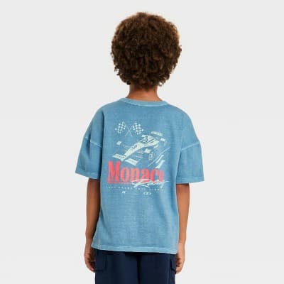 Boys' Short Sleeve 'Monaco Racing' Graphic T-Shirt - Cat & Jack™ Blue L Husky