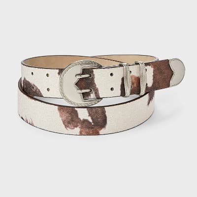 Faux Calf Hair with Cow Print Western Belt - Wild Fable™ Black/White M/L
