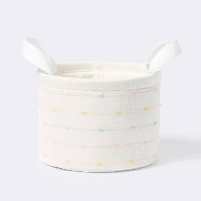 Small Round Bin with Slub Stitching - Cream - Cloud Island™