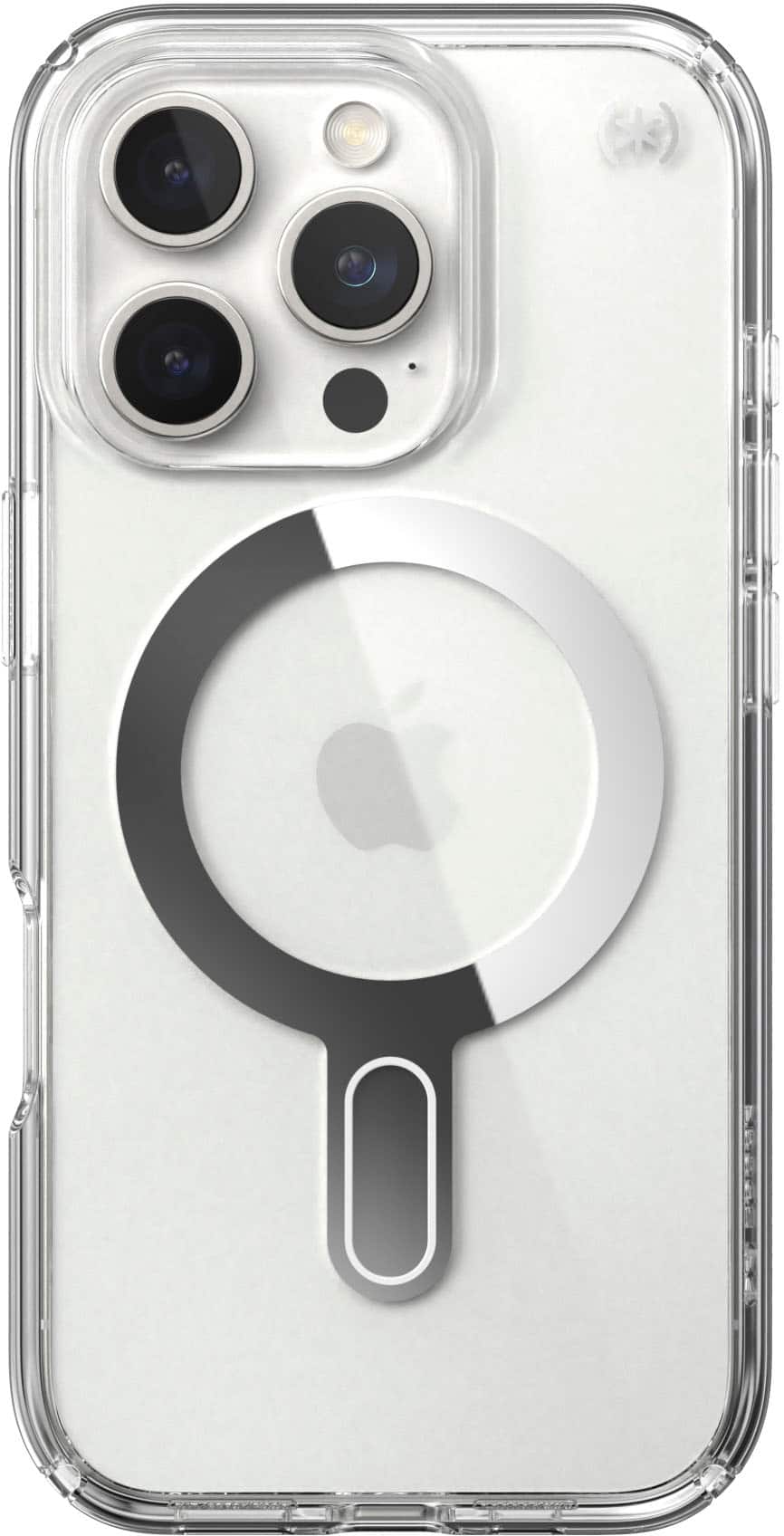 Speck - Presidio Perfect Clear ClickLock Case with MagSafe for Apple iPhone 16 Pro - Clear/Chrome