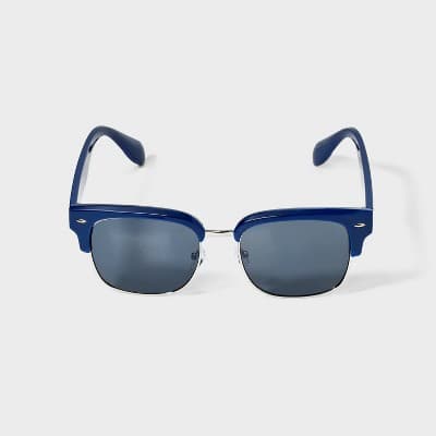Men's Thick Retro Browline Square Sunglasses - Goodfellow & Co™ Blue