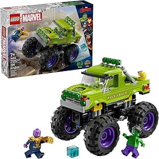 LEGO Marvel The Hulk Truck vs. Thanos - Monster Truck Building Toy for Kids 7+ - Includes Hulk & Thanos Toy Minifigures - Creative Birthday Gift Idea for Girls and Boys - 76312
