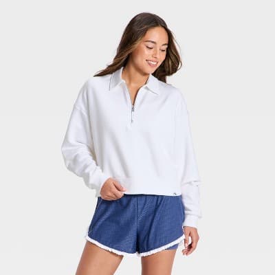 Women's Americana 1/2 Zip Sweatshirt - JoyLab™ White M