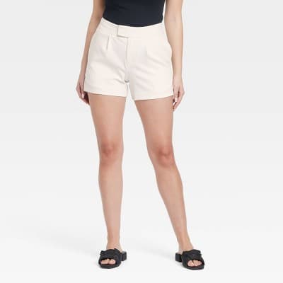 Women's High-Rise Tailored Shorts - A New Day™ White 10: Recycled Polyester, Inside Pocket