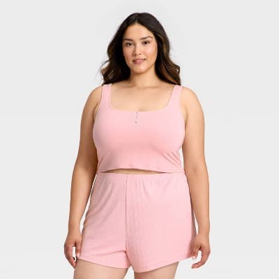 Women's Modal Blend Cropped Tank Top - Auden™ Blush XXL