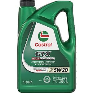 5-Qt Castrol GTX High Mileage 5W-20 Synthetic Blend Motor Oil $14.20 w/ S&S