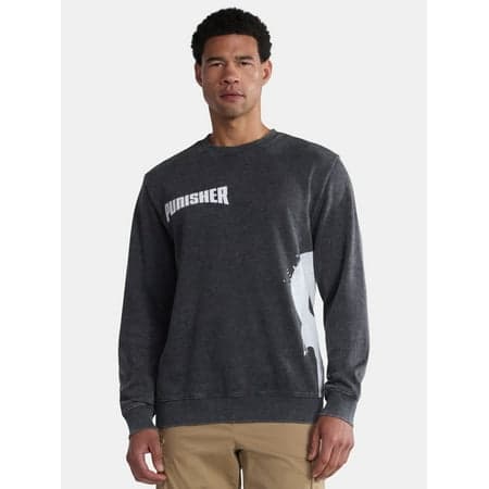 Punisher Men's and Big Men's Front to Back Graphic Sweatshirt with Long Sleeves, Sizes XS-3XL