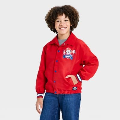 Boys' Nintendo Super Mario Brothers Front and Back Graphic Jacket - Red M