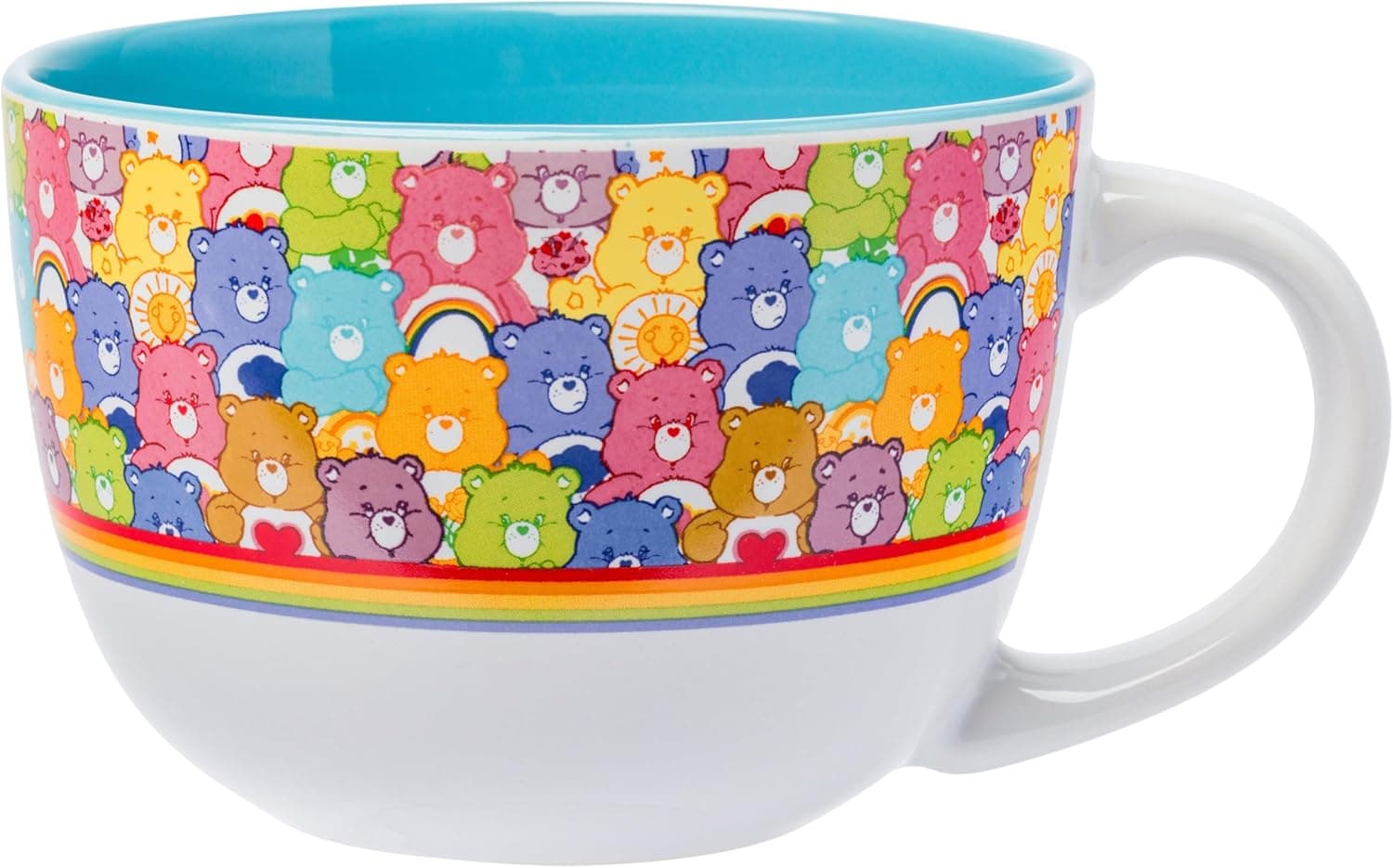 Silver Buffalo Care Bears Featuring Bedtime Bear, Tenderheart Bear, Funshine Bear, Cheer Bear, Good Luck Bear, and More Ceramic Soup Mug, 24 Ounces