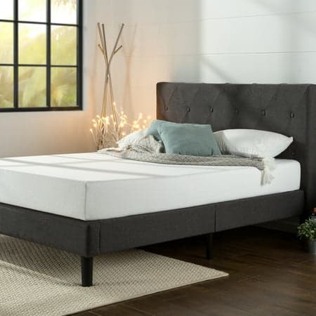 Zinus Shalini 41" Upholstered Platform Bed, Dark Grey, Full