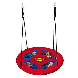 Adjustable Saucer Swing for Kids - Superman or Batman Design