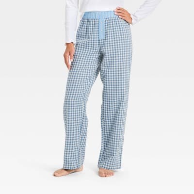 Girls' Plaid Pajama Pants - art class™ Light Blue S