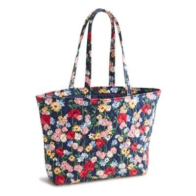 Vera Bradley Poppy Meadow East West Tote Bag - Navy Blue