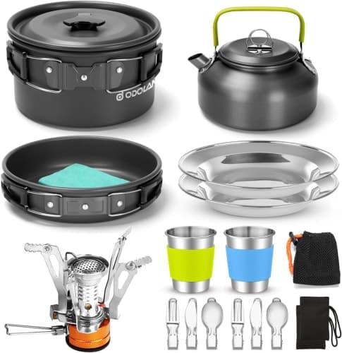 Odoland 16-Piece Camping Cookware Set with Stove: 50% Off