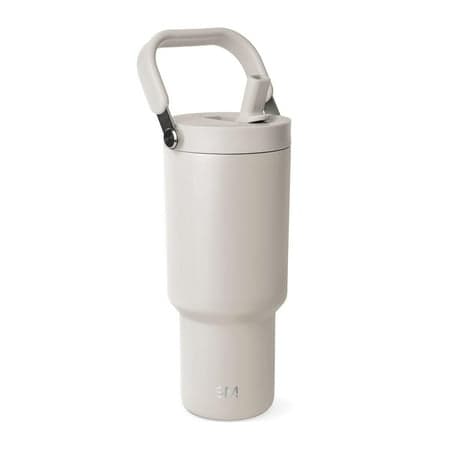 Simple Modern 30 fl oz Insulated Stainless Steel Trek Pivot Tumbler with Straw Lid and Top Handle|Almond Birch