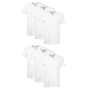 6-Pack Hanes Men's White V-Neck Cotton Undershirts for $15