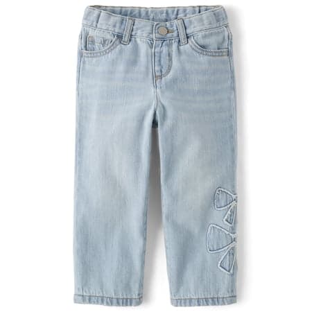 The Children's Place Toddler Girls Applique Bow Slouchy Jeans, Sizes 12M-5T