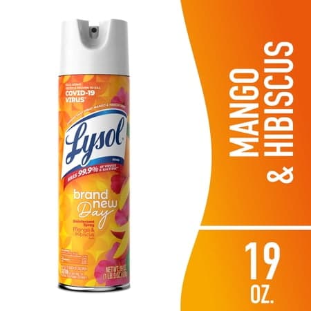 Lysol Brand New Day Disinfectant Sanitizing and Cleaning Sprays, Mango & Hibiscus, 19 oz