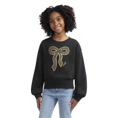 Levi's® Girls' Holiday Pullover Bow Crewneck Sweatshirt - Black XL