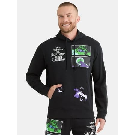Nightmare Before Christmas Men's and Big Men's Front Back Graphic Hoodie, Sizes XS-3XL